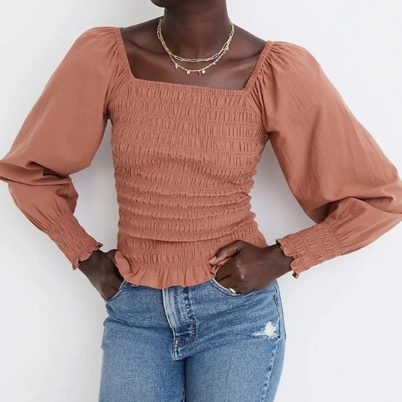 Madewell Tops - NWT Madewell Lucie Bubble-Sleeve Smocked Top